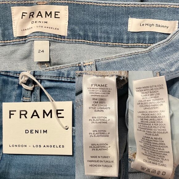 Frame Blue Europa Le High Skinny Raw Hem Jeans 24 NWT - Picture 6 of 7